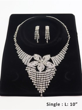 Adjustable Rhinestone Necklace And Earring Set